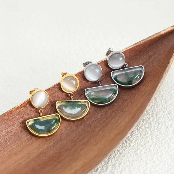 TWO PAIR FOR $55💎*Unique Abstract 18K Gold Plated Resin Drop Earrings*ML - Picture 5 of 11